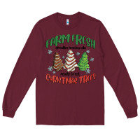 Burgundy farm fresh christmas trees Long Sleeve Tee - MaliasSmallBusiness