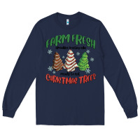 Navy farm fresh christmas trees Long Sleeve Tee - MaliasSmallBusiness