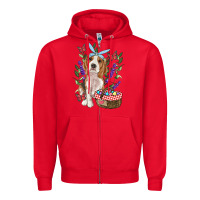 Red easter beagle Zipper Hoodie - RanaPortraitStore