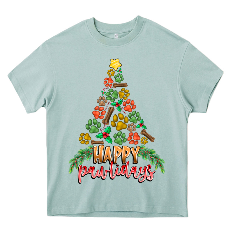 Paw Print Christmas Tree Heavy Core Tee by CowhideDigitalArt | Teevron