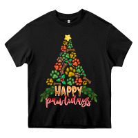 Black paw print christmas tree Heavy Core Tee - CowhideDigitalArt