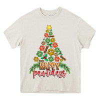 Cream paw print christmas tree Heavy Core Tee - CowhideDigitalArt