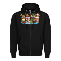 Black christmas cookie coffee cups Zipper Hoodie - Zillion Design Studio