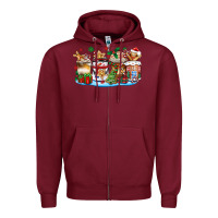 Burgundy christmas cookie coffee cups Zipper Hoodie - Zillion Design Studio