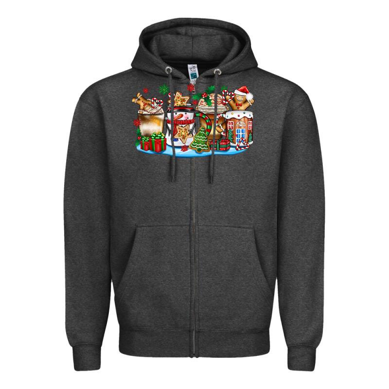 Christmas Cookie Coffee Cups Zipper Hoodie by Zillion Design Studio | Teevron