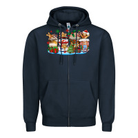 Navy christmas cookie coffee cups Zipper Hoodie - Zillion Design Studio