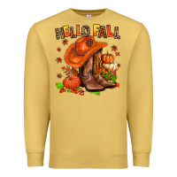 Antique Gold hello fall pumpkins  cowgirl  and roses Premium Sweatshirt - AdoDesignShop