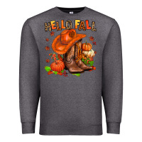 Charcoal Heather hello fall pumpkins  cowgirl  and roses Premium Sweatshirt - AdoDesignShop