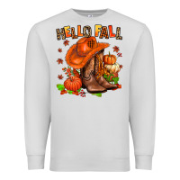 Hello Fall Pumpkins  Cowgirl  And Roses Premium Sweatshirt | Teevron