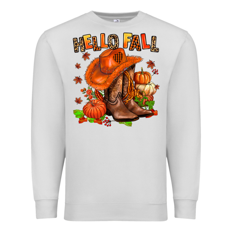 Hello Fall Pumpkins  Cowgirl  And Roses Premium Sweatshirt by AdoDesignShop | Teevron