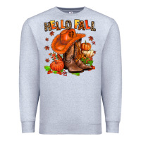 Heather Grey hello fall pumpkins  cowgirl  and roses Premium Sweatshirt - AdoDesignShop