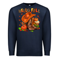 Navy hello fall pumpkins  cowgirl  and roses Premium Sweatshirt - AdoDesignShop
