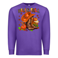 Purple hello fall pumpkins  cowgirl  and roses Premium Sweatshirt - AdoDesignShop