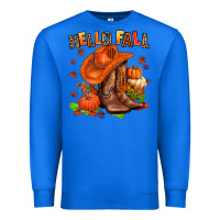 True Royal hello fall pumpkins  cowgirl  and roses Premium Sweatshirt - AdoDesignShop