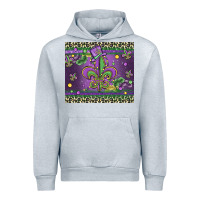 Heather Grey mardi gras fleur de lis Urban Hoodie - MaliasSmallBusiness