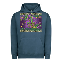Pigment Midnight Navy mardi gras fleur de lis Urban Hoodie - MaliasSmallBusiness
