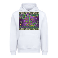 White mardi gras fleur de lis Urban Hoodie - MaliasSmallBusiness