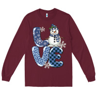 Burgundy love snowman Long Sleeve Tee - MaliasSmallBusiness