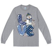 Heather Grey love snowman Long Sleeve Tee - MaliasSmallBusiness