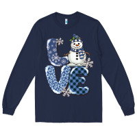 Navy love snowman Long Sleeve Tee - MaliasSmallBusiness