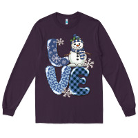 Plum love snowman Long Sleeve Tee - MaliasSmallBusiness