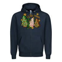 Navy tis the season christmas cake Zipper Hoodie - Zillion Design Studio