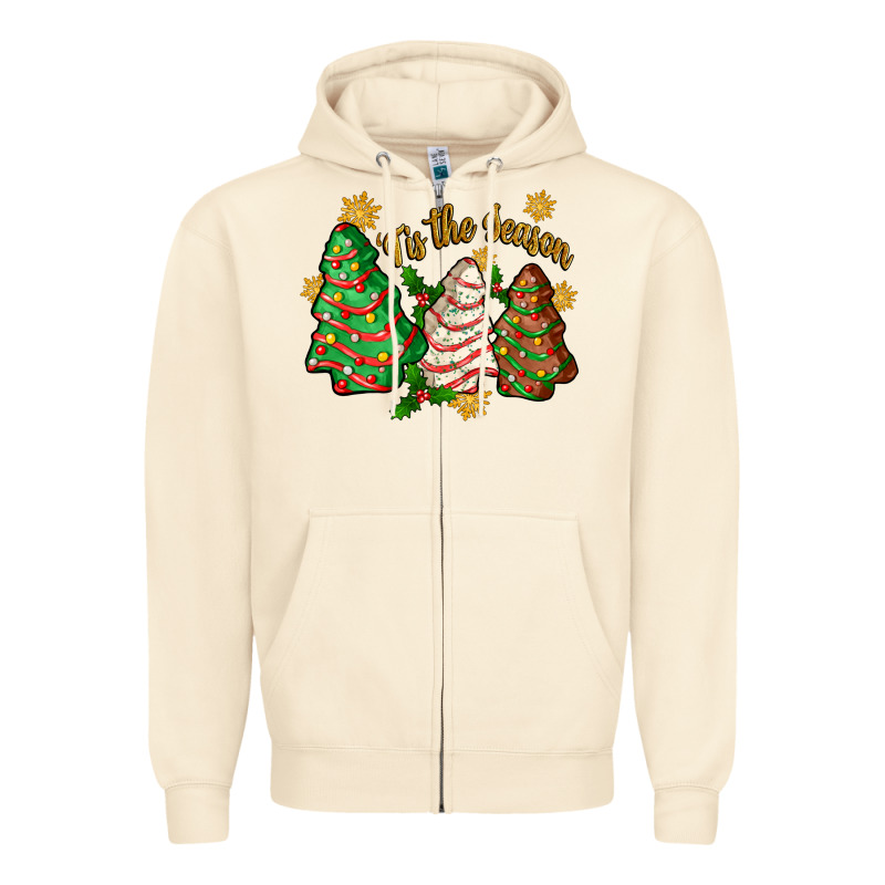 Tis The Season Christmas Cake Zipper Hoodie by Zillion Design Studio | Teevron