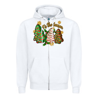White tis the season christmas cake Zipper Hoodie - Zillion Design Studio