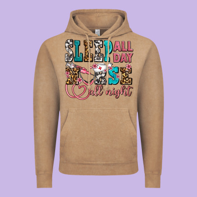 Sleep All Day Nurse All Night Vintage Hoodie Designed By Adodesignshop