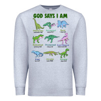 Heather Grey god says i am dinosaurs Premium Sweatshirt - JahusDesignShop