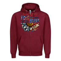 Burgundy home of the free because of the brave sunflower bi Zipper Hoodie - texasbilliewilder