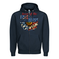 Navy home of the free because of the brave sunflower bi Zipper Hoodie - texasbilliewilder