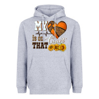 Heather Grey my heart is on that court Heavyweight Hoodie - HRA Design Shop