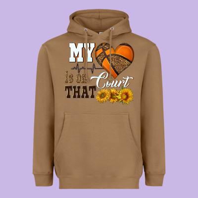 My Heart Is On That Court Heavyweight Hoodie Designed By Hra Design Shop