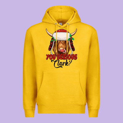 You Serious Clark Highland Cow Premium Hoodie Designed By Jasminsmagicworld