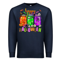 Navy happy halloween jars and horror Premium Sweatshirt - AdoDesignShop
