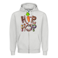 Dove Grey hip hop easter bunny Zipper Hoodie - RanaPortraitStore