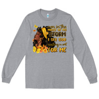 Heather Grey even in the midst of my storm i see god Long Sleeve Tee - MaliasSmallBusiness