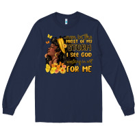 Navy even in the midst of my storm i see god Long Sleeve Tee - MaliasSmallBusiness
