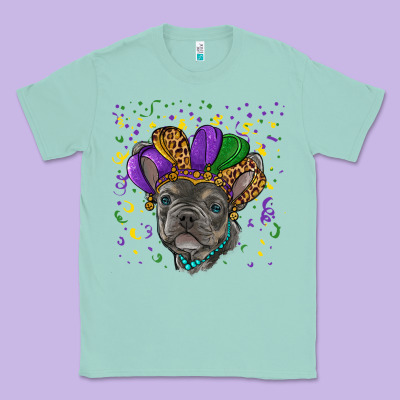 Mardi Gras French Bulldog Classic Tee Designed By Ranaportraitstore