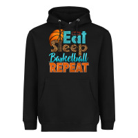 Black eat sleep basketball repeat Heavyweight Hoodie - HRA Design Shop