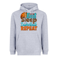 Heather Grey eat sleep basketball repeat Heavyweight Hoodie - HRA Design Shop