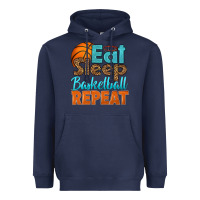Navy eat sleep basketball repeat Heavyweight Hoodie - HRA Design Shop