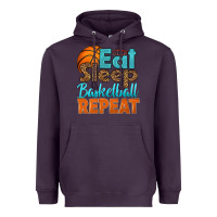 Plum eat sleep basketball repeat Heavyweight Hoodie - HRA Design Shop