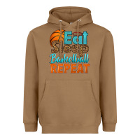 Toasted Coconut eat sleep basketball repeat Heavyweight Hoodie - HRA Design Shop