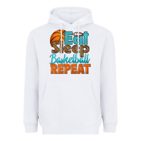White eat sleep basketball repeat Heavyweight Hoodie - HRA Design Shop