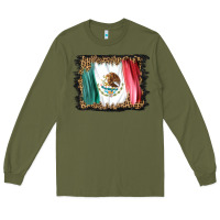Army Green distressed mexico flag Long Sleeve Tee - BarkalooDesign