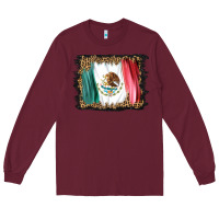 Burgundy distressed mexico flag Long Sleeve Tee - BarkalooDesign