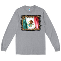Heather Grey distressed mexico flag Long Sleeve Tee - BarkalooDesign