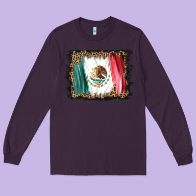 Distressed Mexico Flag Long Sleeve Tee Designed By Barkaloodesign
